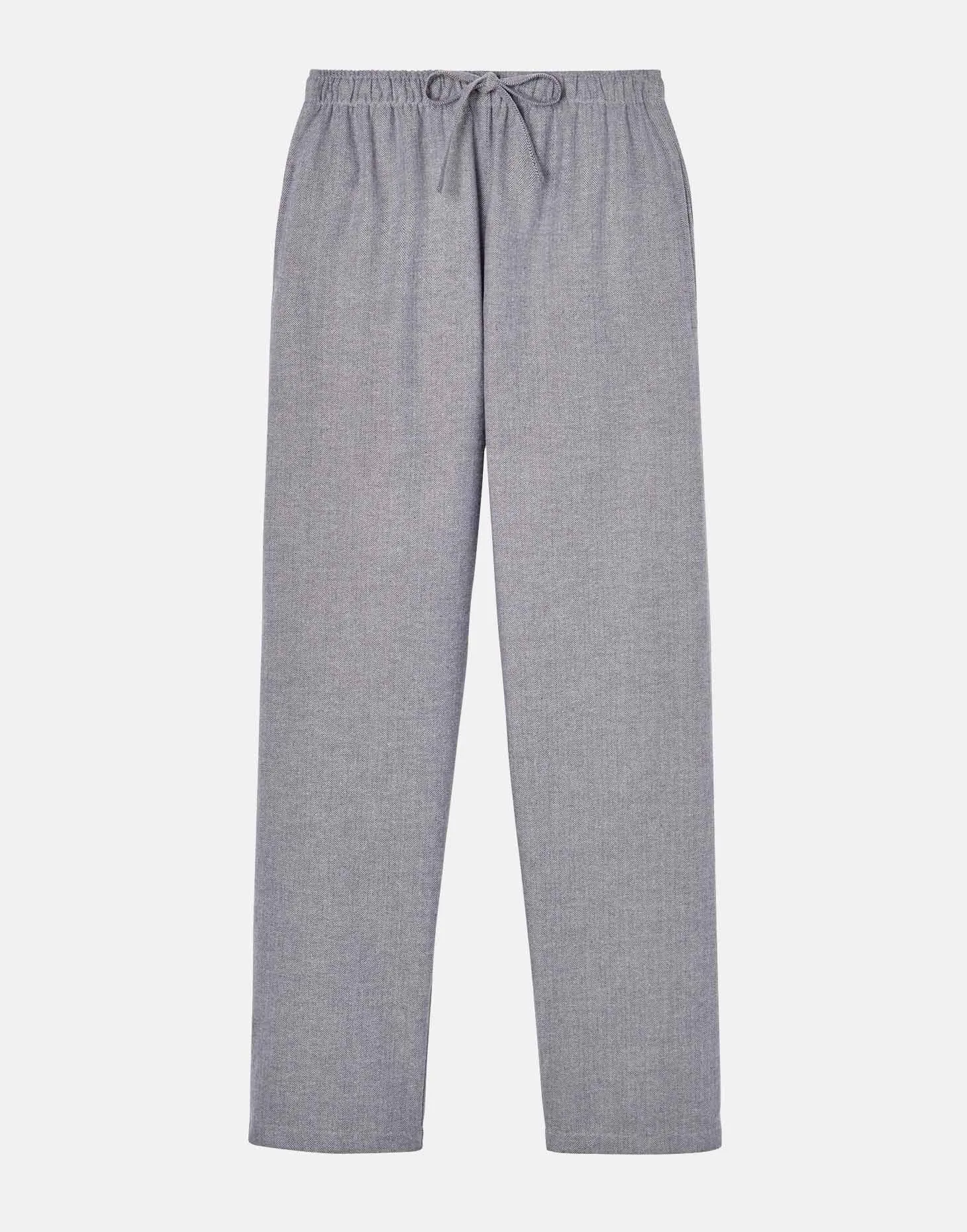 Women's Brushed Cotton Pyjama Set – Ash Grey Herringbone