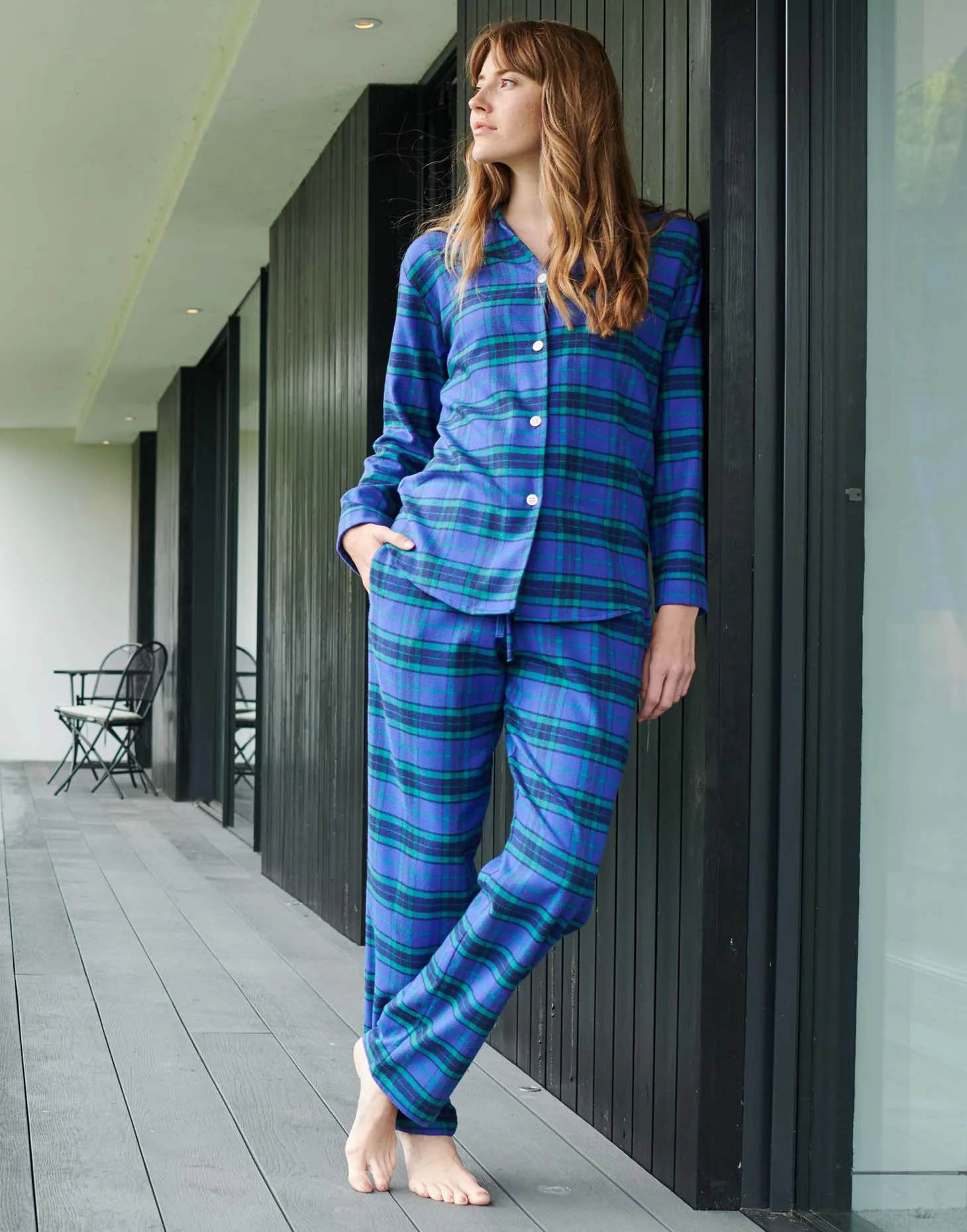 Women's Brushed Cotton Pyjama Set – Midnight Tartan