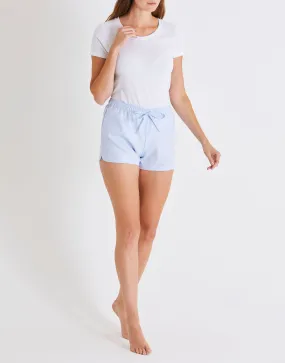 Women's Cotton Twill Sleep Shorts – Pearl Blue Herringbone